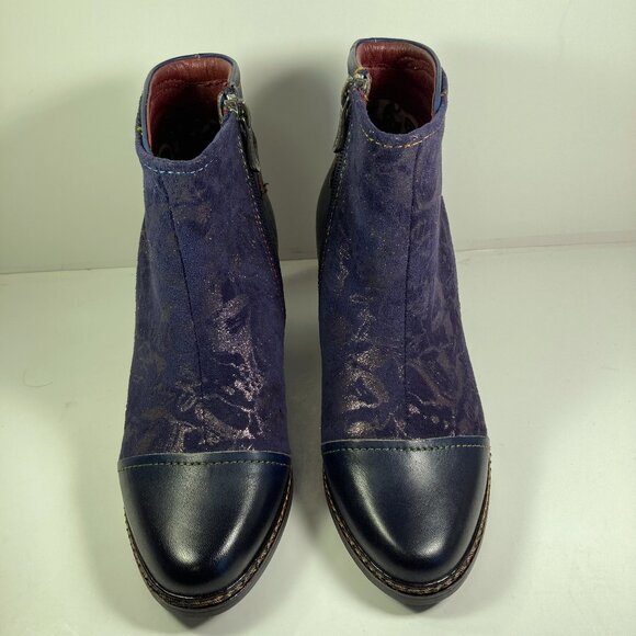 L'artiste, Socute TP Spring Step Navy Leather and Suede Booties.  Size 6.5 - Picture 3 of 10